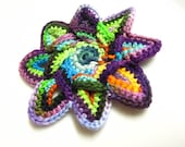 Crochet Flower Applique, Multicolor
