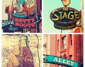 Nashville art photography set four 8x10 Nashville honky tonk signage industrial urban country decor Nashville