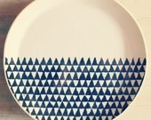 porcelain dinnerware plate triangle screenprinted design.   MADE TO ORDER