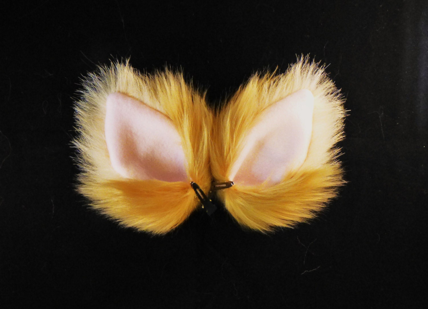 Tan and Beige Cream Fur Corgi Dog Fox Cat Ears Costume Halloween Cosplay