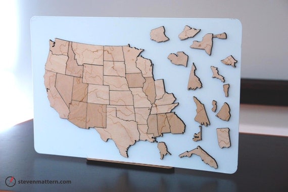 USA Rivers & Lakes Map Puzzle - Birch Plywood