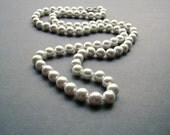 Knotted White Swarovski Pearl Necklace 36 inches