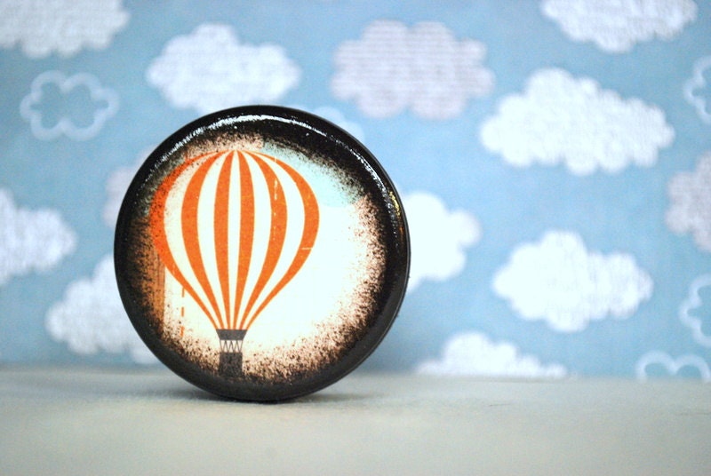 Orange And White Striped Hot Air Balloon Powder Box