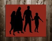Custom Family Silhouette 4 people from your photo Printable 8x10 Choose your color Family Portrait Wall decor