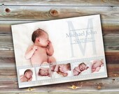 ON SALE 0594 Baby Birth Announcement Photoshop PSD Photo Card Template for Photographers - Boy Vol 16, 3 of 3 - Exact Size, Millers, Whcc o