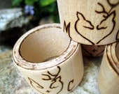 DEER wedding napkin rings Set of 4 -Personalizable wood burning