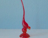 Mid Century Modern Amberina Viking Glass Bird
