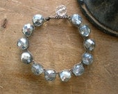 Shabby chic crochet bracelet, stackable bracelet, beach, summer, chunky, sparkling icy blue, Bohemian jewelry under 25, cottage chic