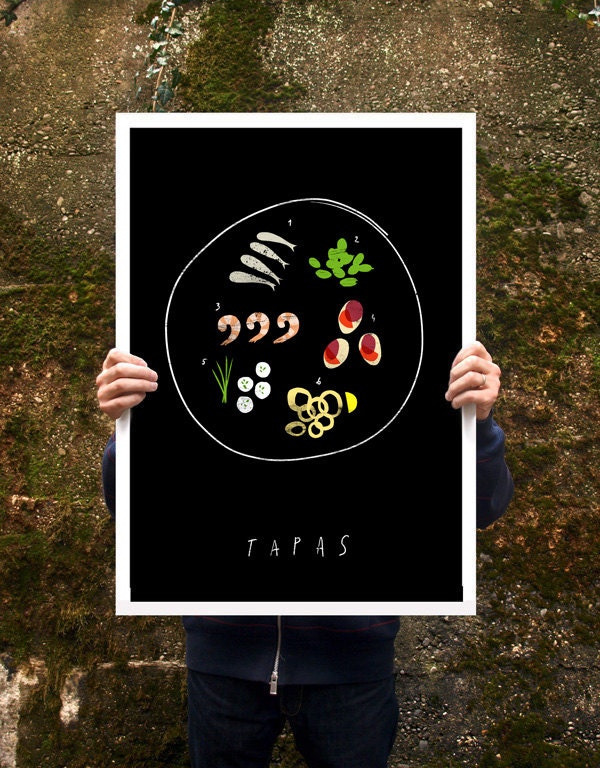 Tapas Spanish food Kitchen Poster print  20"x27" - archival fine art giclée print