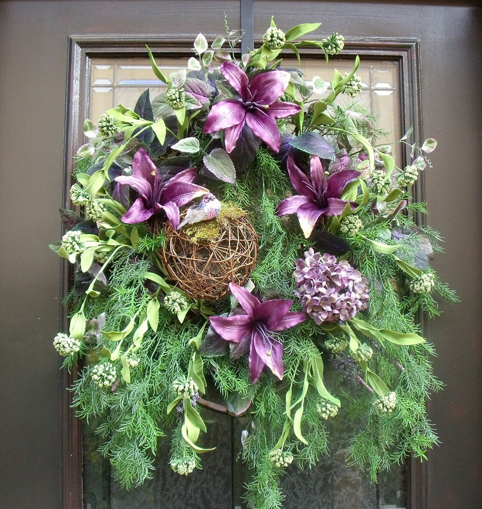 Front Door Wreath, Wreaths For Summer, Spring Wreath Summer, Woodsy Wreaths, Shades of Purple
