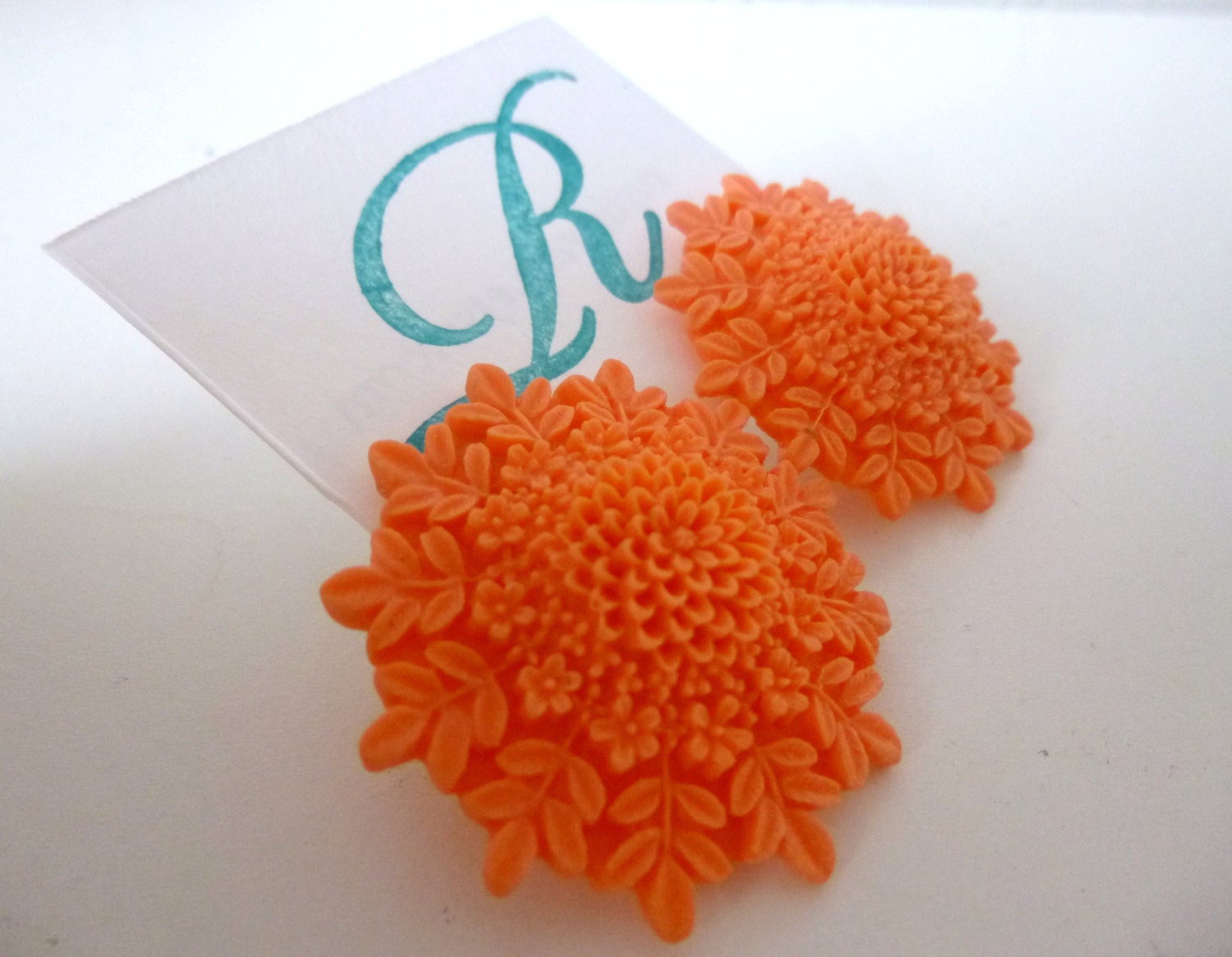 Sexy Giant Stud Floral Coral Cabochon Stud Earrings