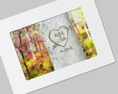 Personalized Carved Heart Tree Card- FRAMABLE Photo Folded Card with Envelope- You Choose the Names