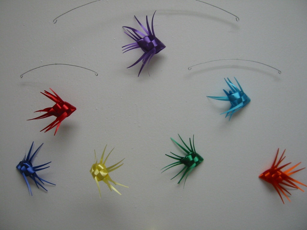 Ribbon Fish Mobile scaled down/rainbow by LenasFishMobilesEtc