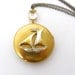 Large Rhinestone Sailboat Locket Necklace, OOAK, Clear Glass Gem. Long Chain, Yellow and White Sail, Handmade Jewelry