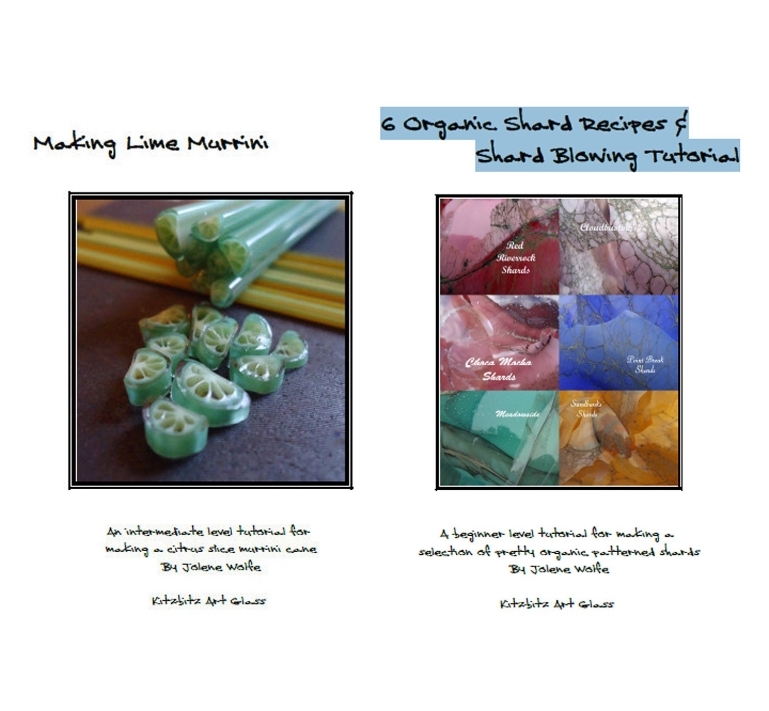 Combo - Making Lime Murrini and 6 Organic Shard Recipes pdf lampwork tutorial double pack