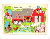SALE - Vintage Fisher Price Farm Wood Puzzle