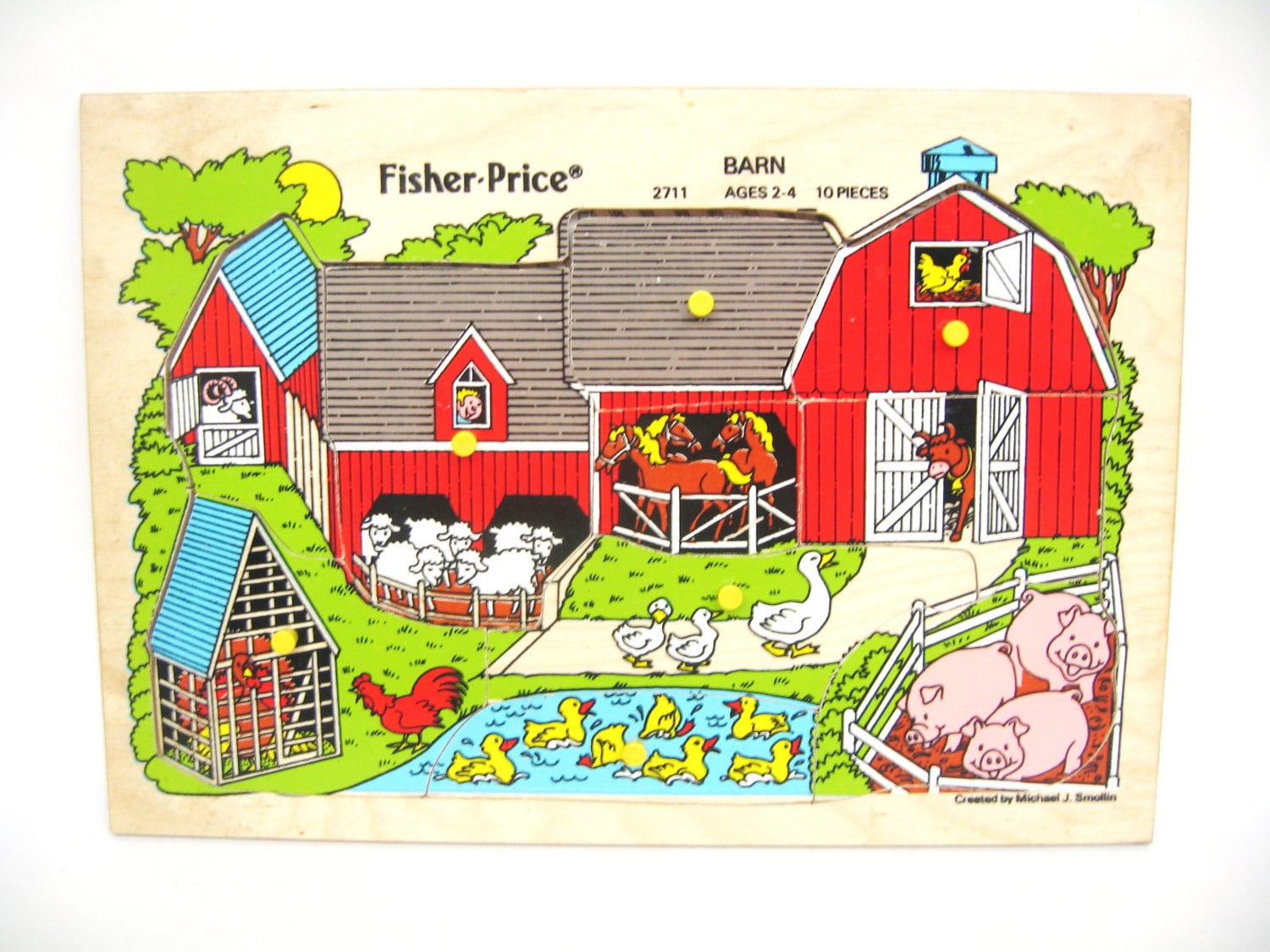 Vintage Fisher Price Farm Wood Puzzle by toysofthepast on Etsy