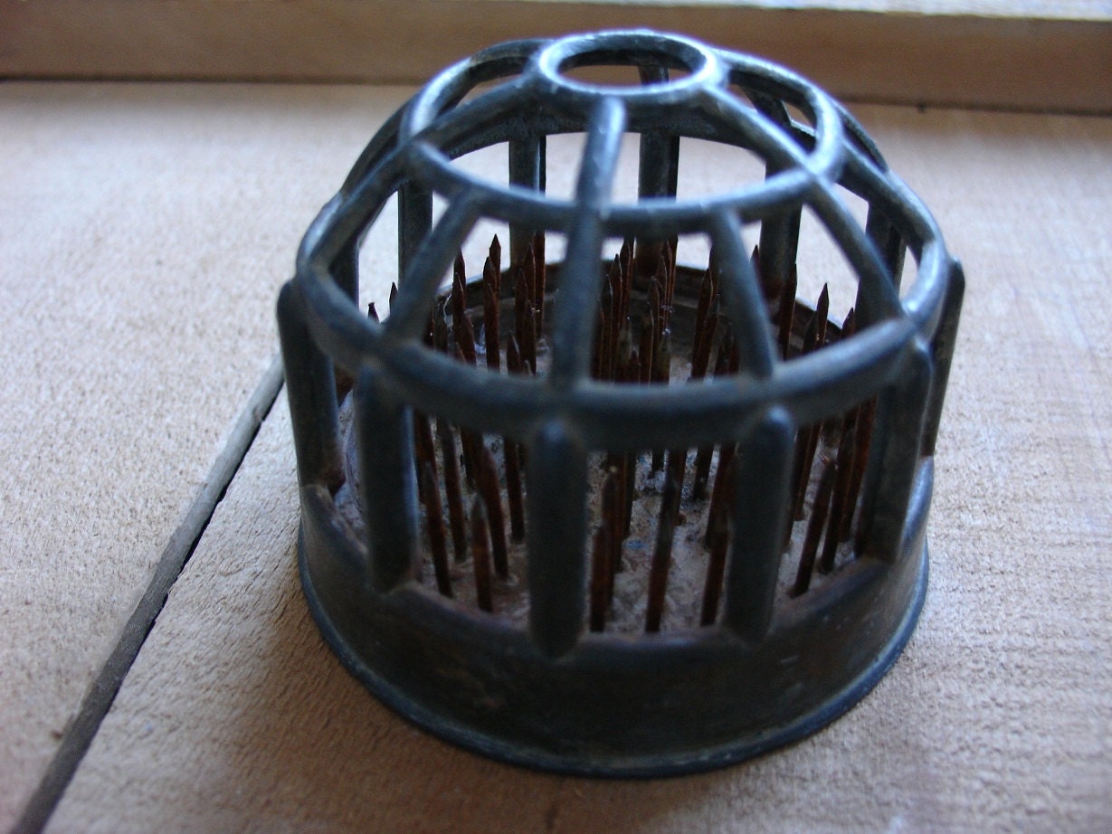 Vintage Cast Iron Flower Frog//Cage