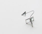 Clear and Silver Stained Glass Arrow 3D Ornament Geometric Standing Suncatcher - SNLCreations