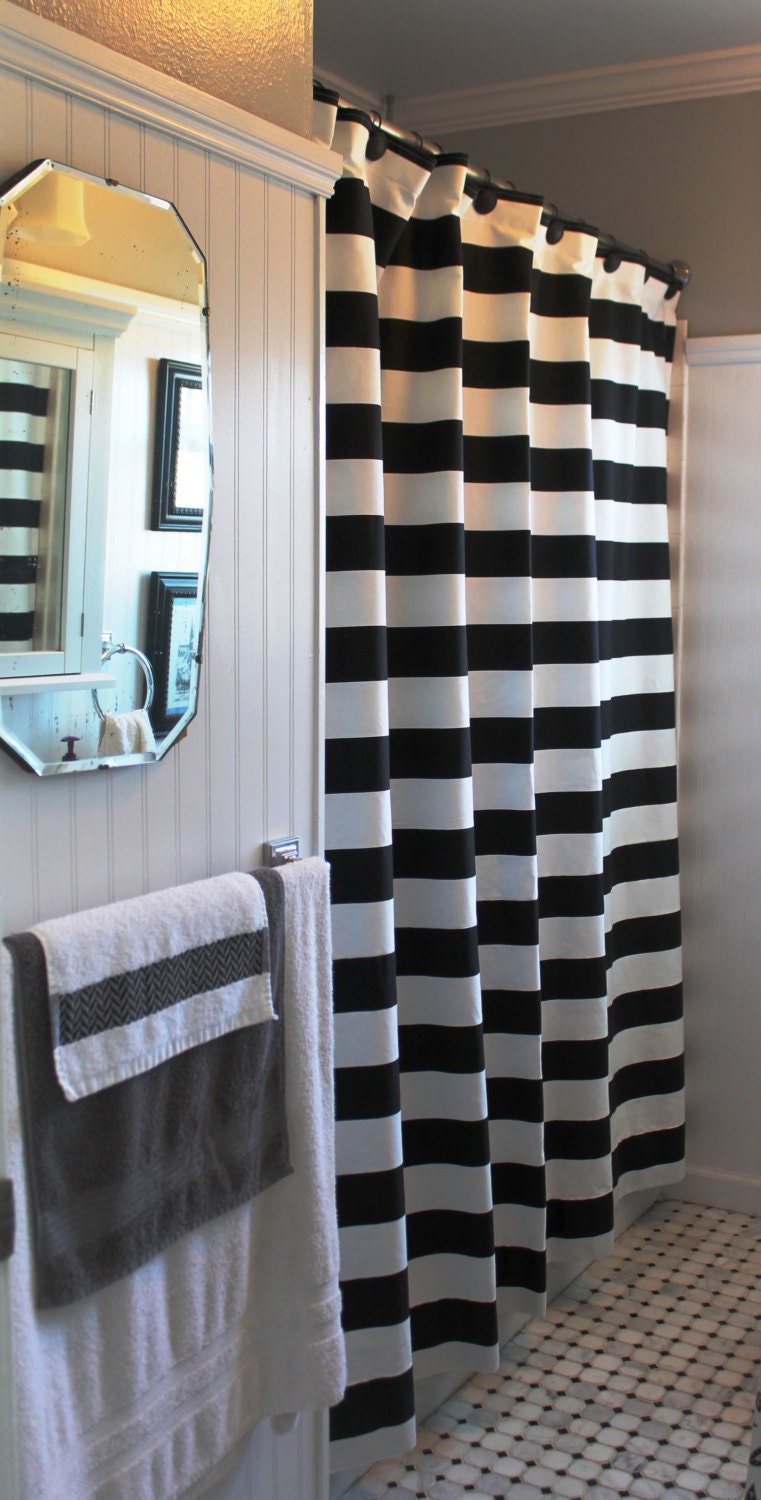 Black And White Horizontal Striped Shower Curtains