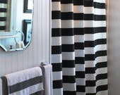 Black And White Horizontal Striped Shower Curtains