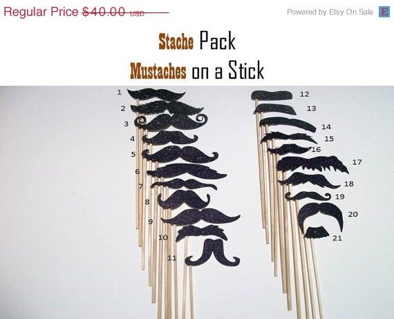 BIG SALE NOW Set of 35 Mustache and Lips on a Stick Party Pack Photo Booth Prop  Assembled