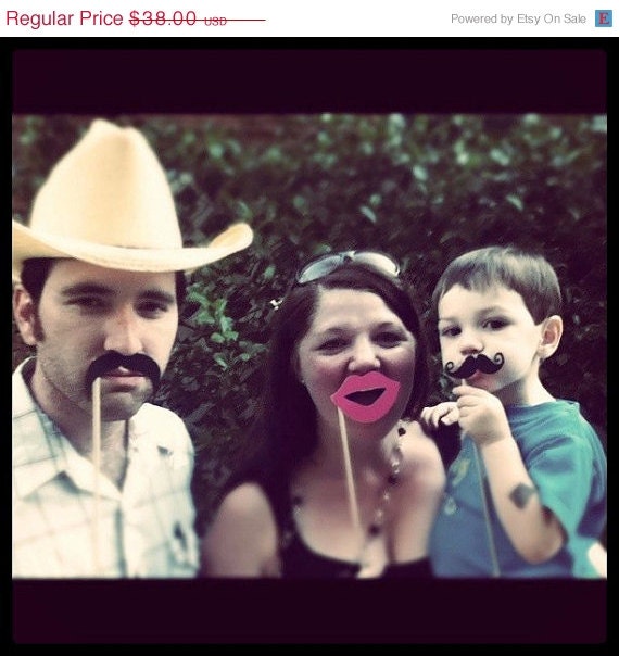 BIG SALE NOW Lips and Mustaches Prop Set on a Stick Photo Booth Prop Set of 50  Diy Assorted Kit your choice