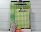 Papered Clipboards.  Mixed Letter and Journal Sized. Green and Pink.