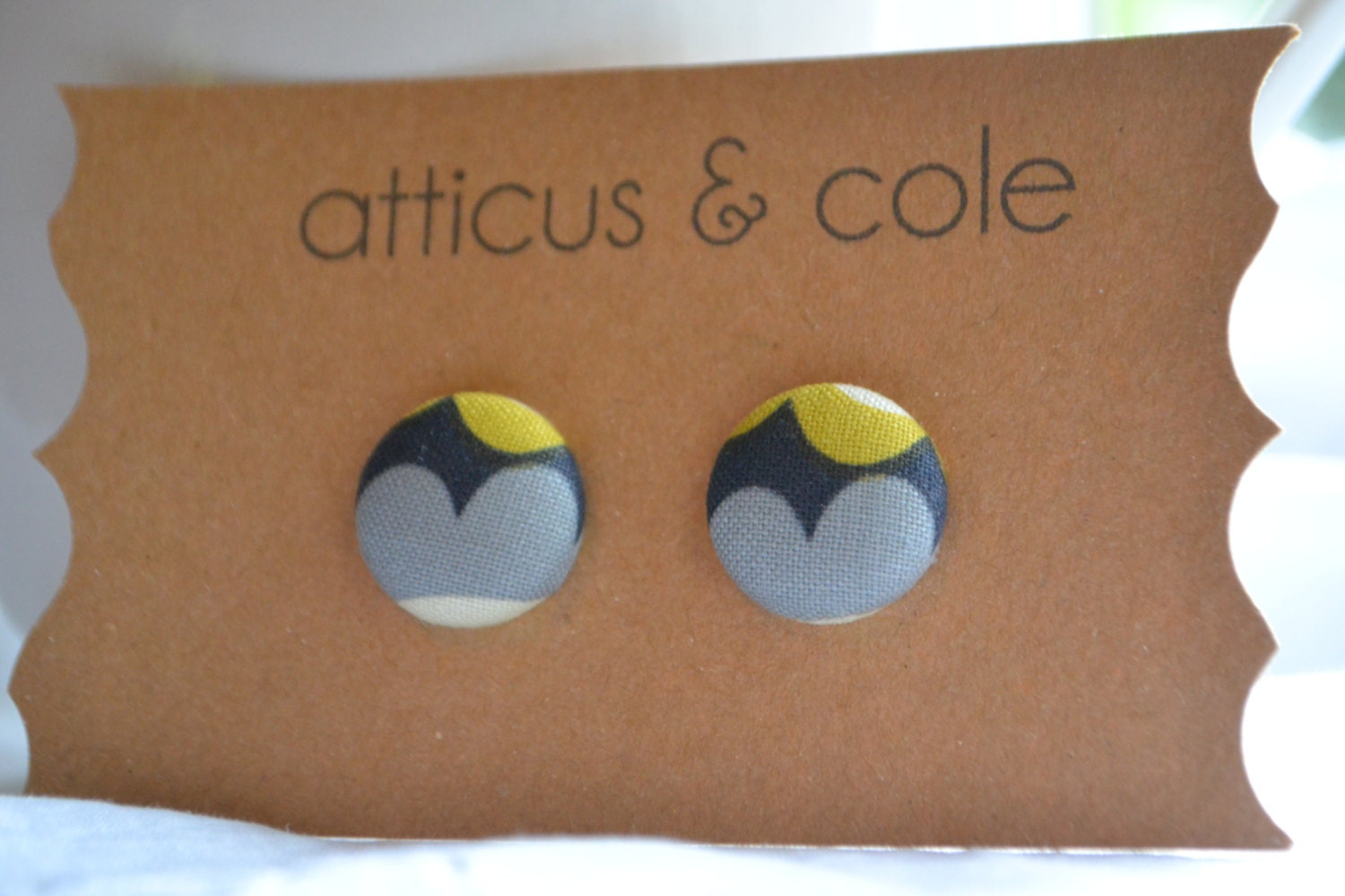 Medium Fabric Cover Button Earrings Multi-color Posts