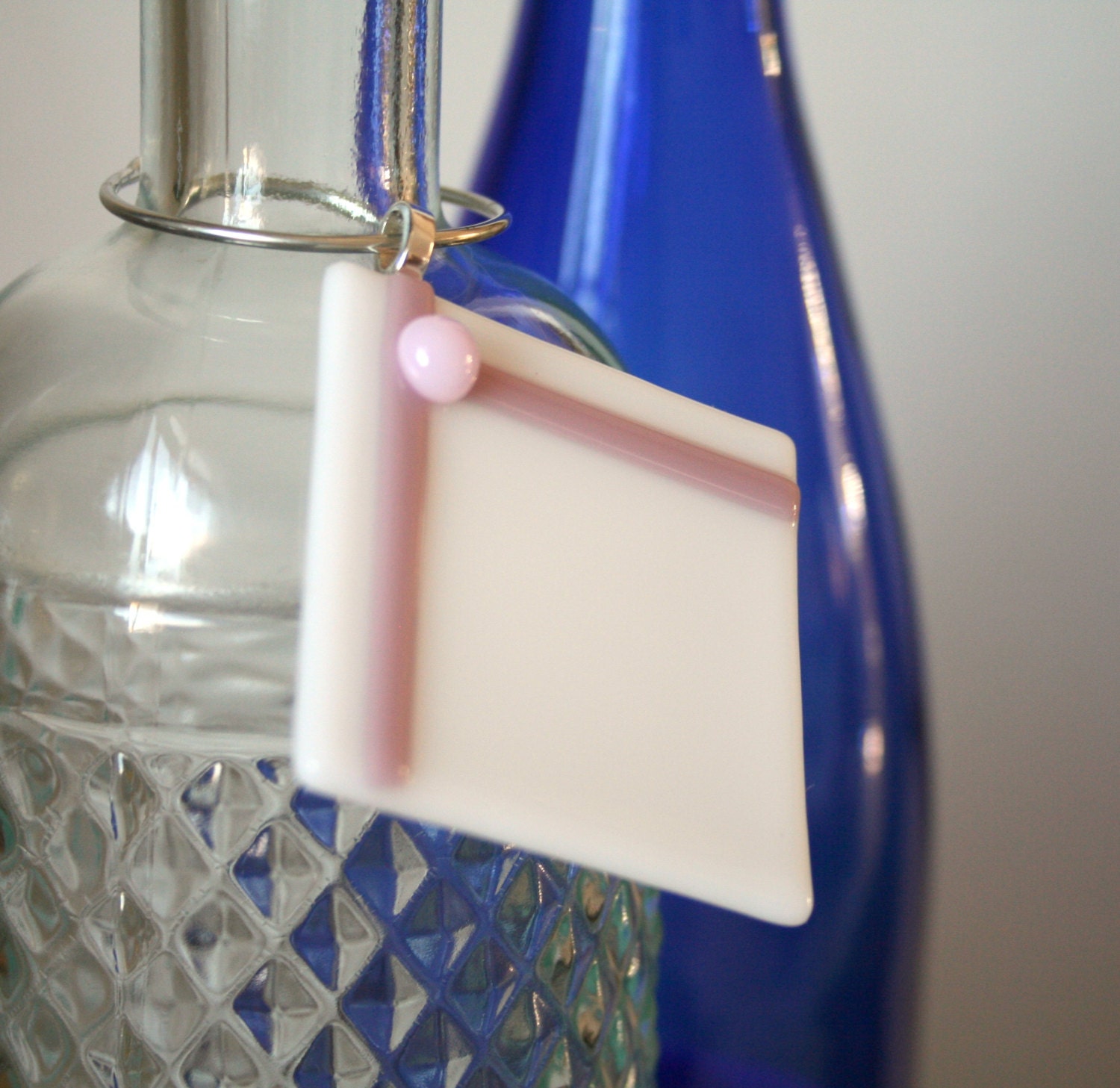 Kitchen wine charm Gift ideas Baby girl personalize pink white.