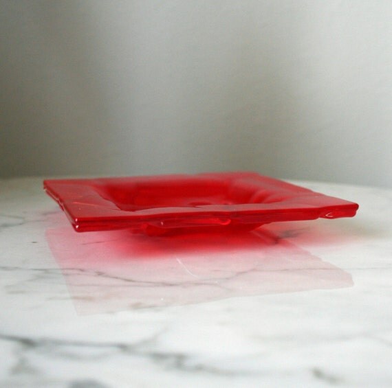 Orange glass bowl, gift ideas, fused Cobblestone Collectn small shallow