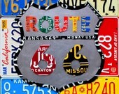 Route 66 Road Sign License Plate Artwork Handmade Original