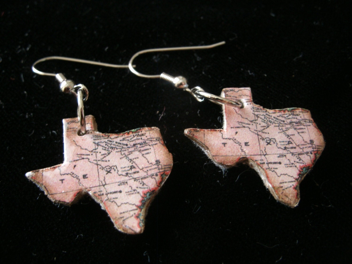 vintage texas puzzle piece tiny earrings