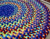 Ready To Ship Rainbow Medley Braided Round Rug from recycled cotton