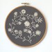 Ecru cream embroidered flowers - 6" embroidery hoop