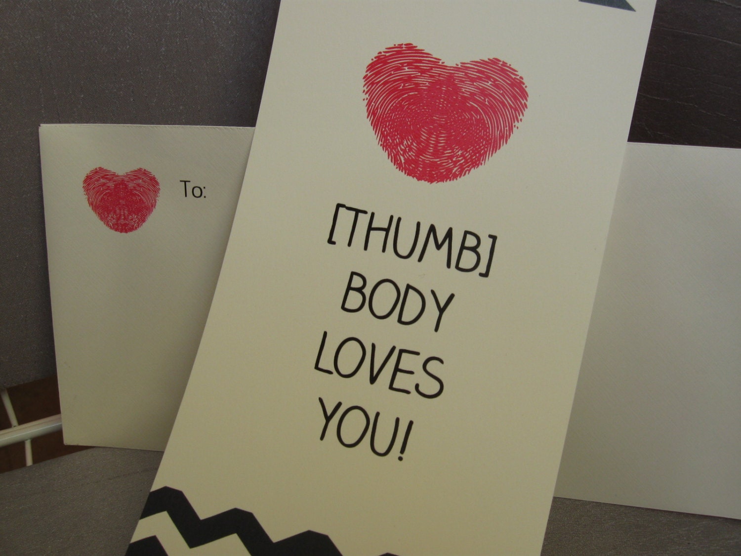 Valentine Card Thumb Body Loves You Chevron Flat By Inkedpapers