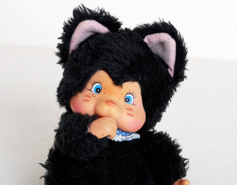 Vintage 70s 80s Fun World Kitty Cat Thumb Sucker Plush Doll
