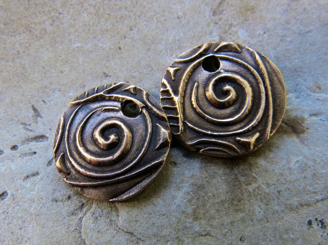Bronze Spiral Galaxy Disc Charms