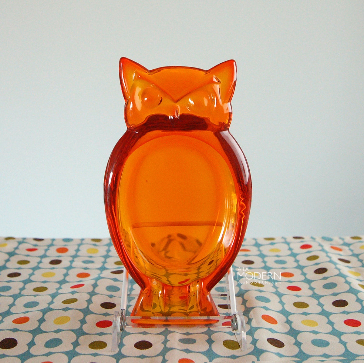 Viking Glass Epic Orange Persimmon Owl Vintage Dish
