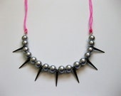 Hot Pink Spiked Pearl Necklace