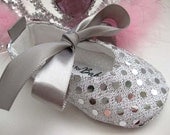 Baby girl shoes sequin sparkle bling ballet flat slippers- Joy Silver