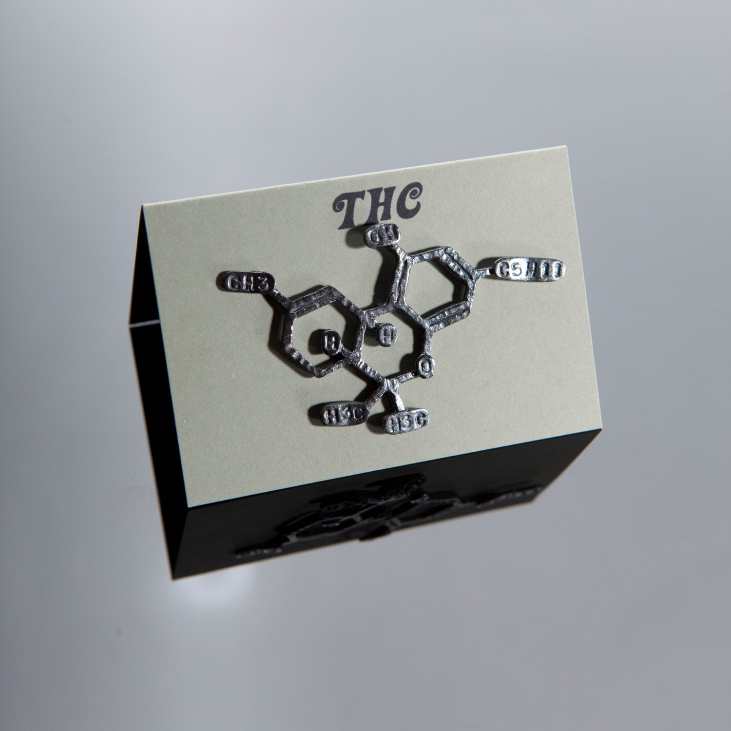 THC Chemical Structure Pin in Sterling Silver