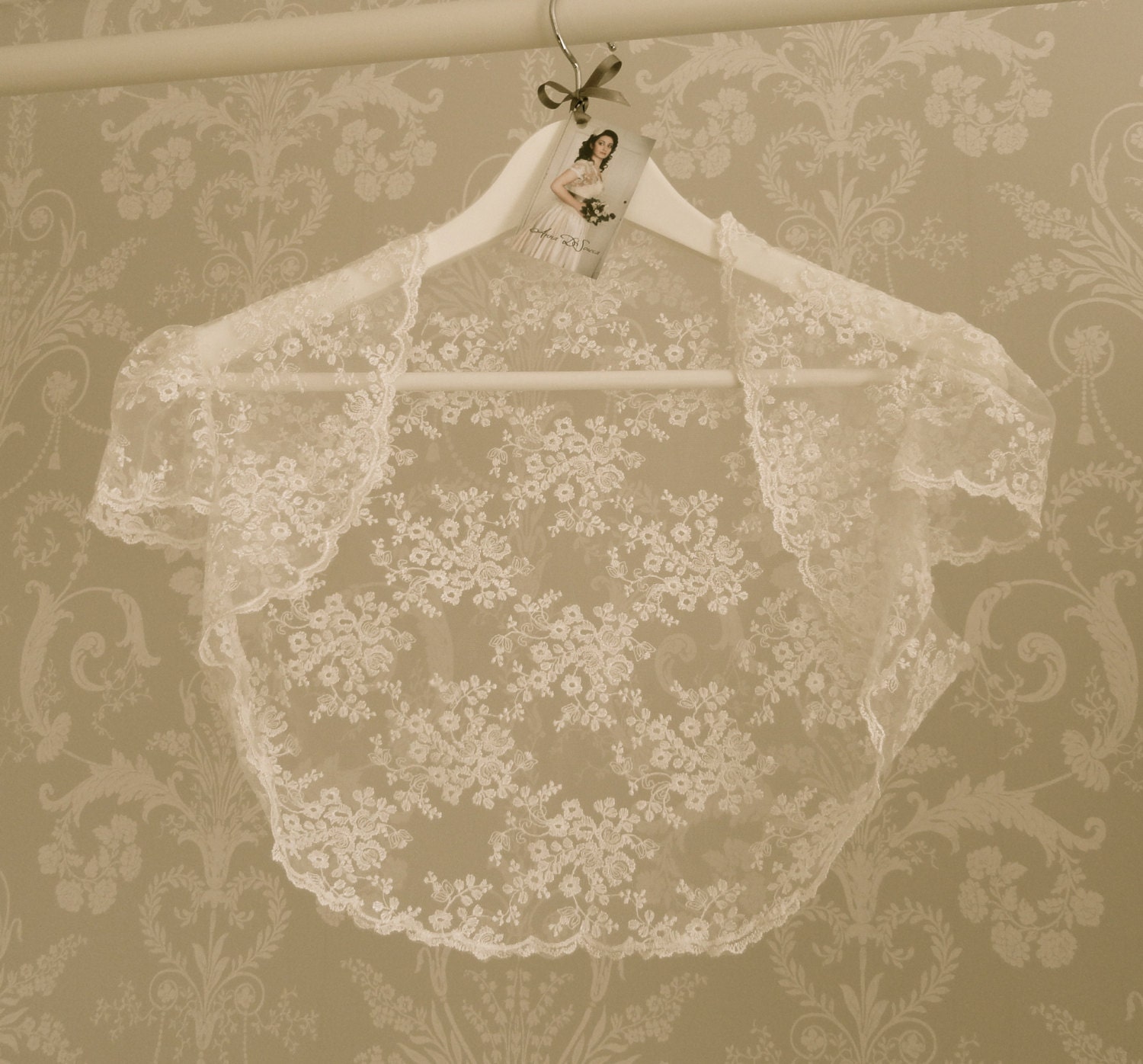 Lace bridal shrug in ivory lace