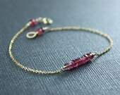 Pink Tourmaline Gold Bracelet, Delicate Bracelet, Gemstone Bracelet - EllieOnEtsy