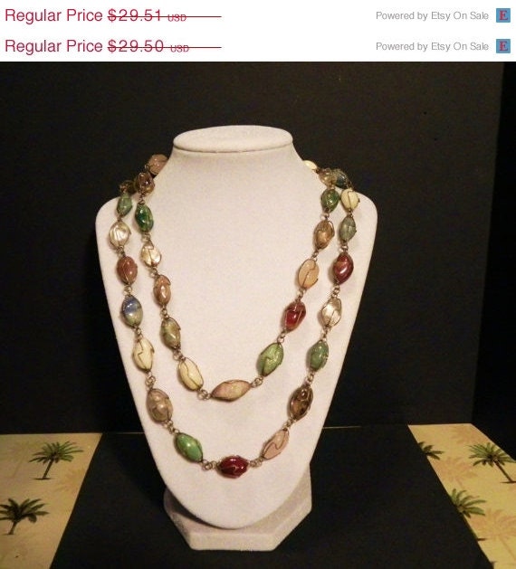 Gemstone Necklace Assorted Caged Gems / Free Shipping in USA