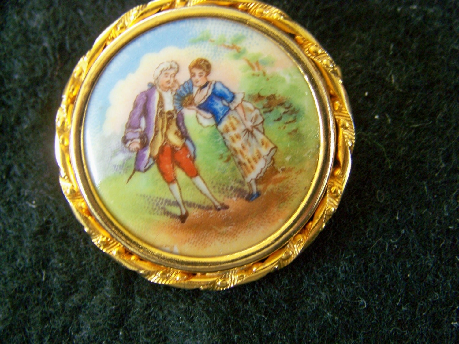 Vintage Limoges Porcelain Brooch Antique 1920's by PattiStyle