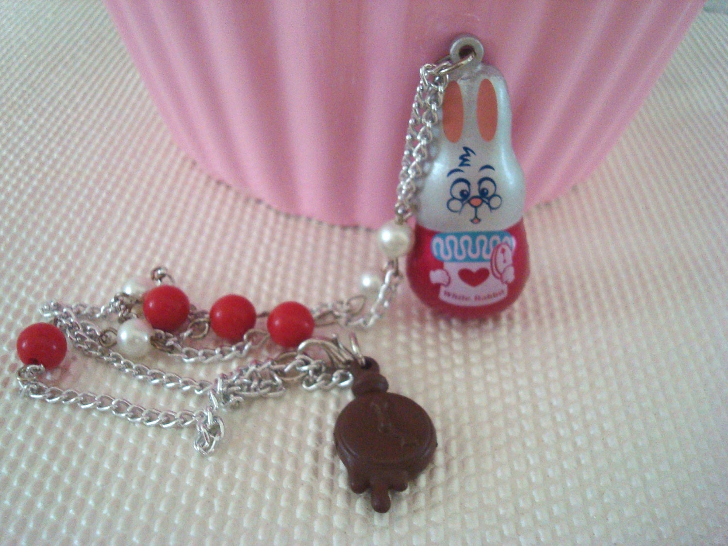 White Rabbit Alice in Wonderland Chocolate Candy Necklace