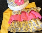 Fabric Flower Crown and Apron Set - Dress up Set - Fabric Flower Crown - Kids Ruffle Tie Back Half Apron - Gift Set