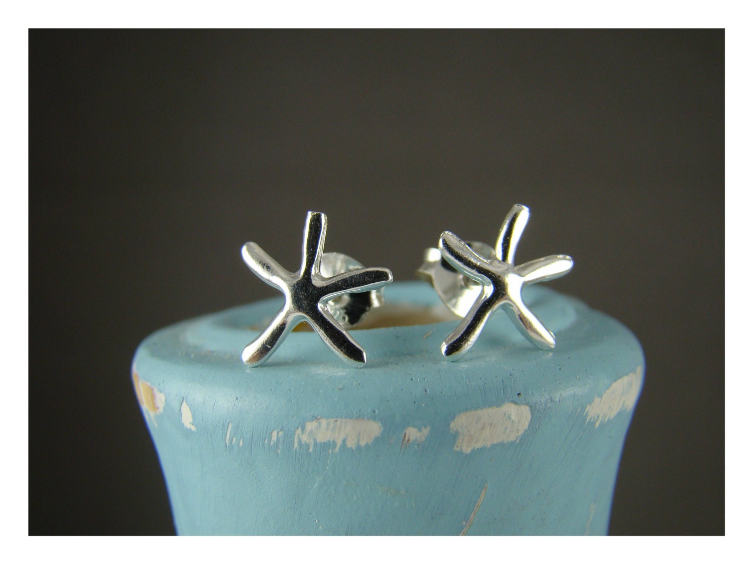 4 Bridesmaid Starfish Earrings, Beach Themed Wedding Jewelry, Bridal Jewelry