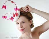 Royal Ascot Fashion Fascinator Hat Pink Red Cocktail Mini Butterflies Accessory Comb Headpiece Weddings Party Races Derby